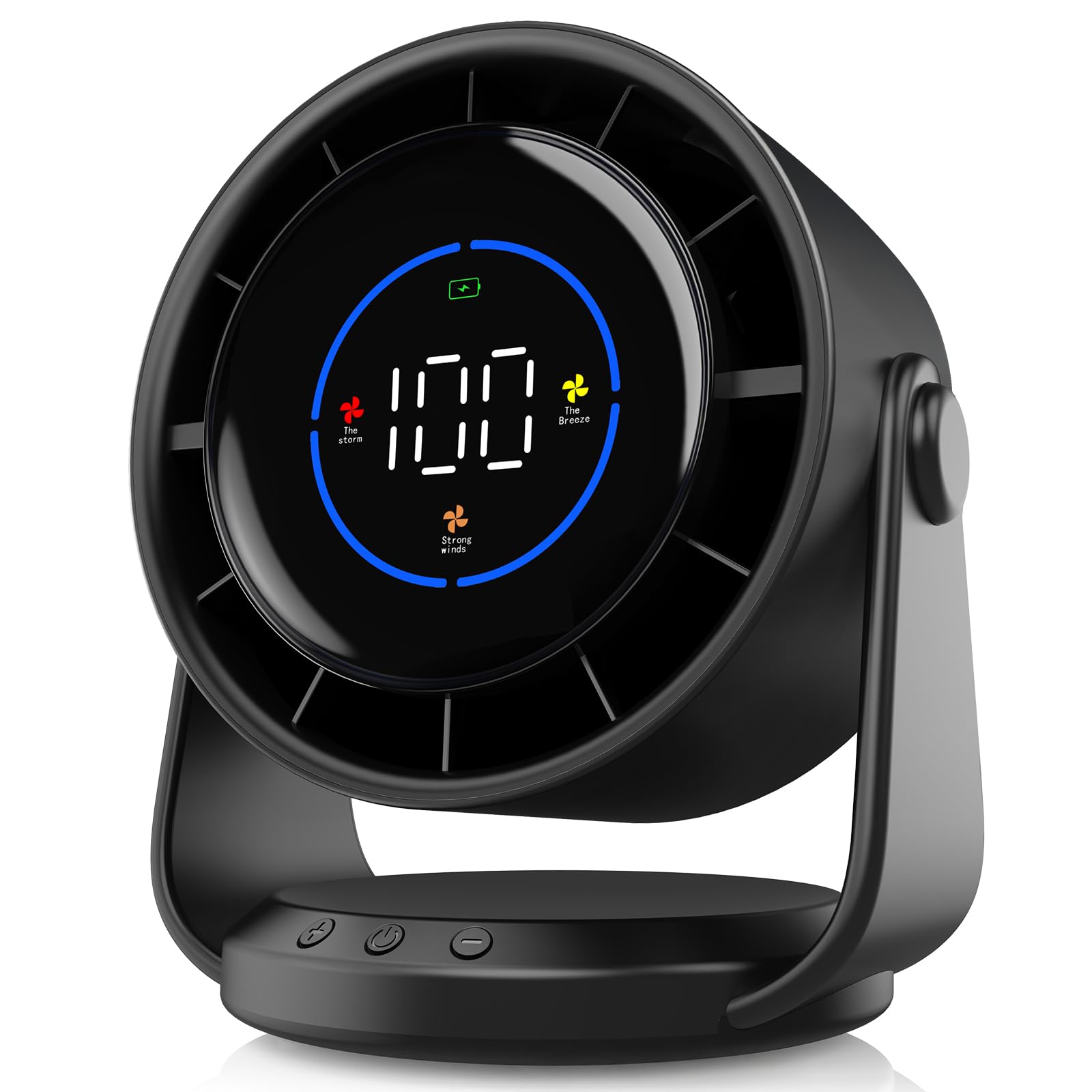 Quiet Desk Fan with Turbo Airflow for Home and Office, Dark Black, 100-Speed Digital Display & 105° Adjustable Tilt
Qu