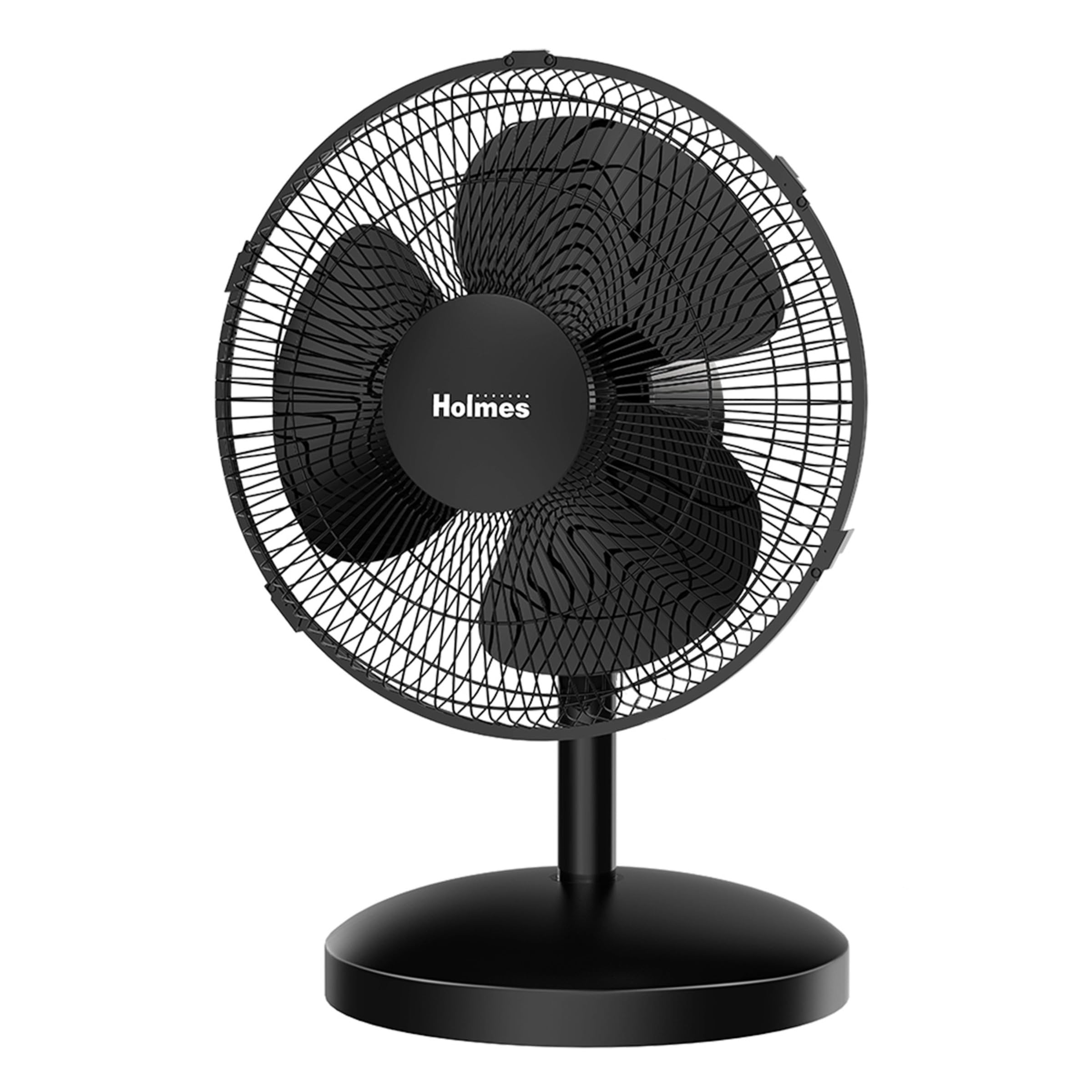 HOLMES 12" Table Fan for Home and Bedroom, 75° Oscillation, 3 Speeds, Black