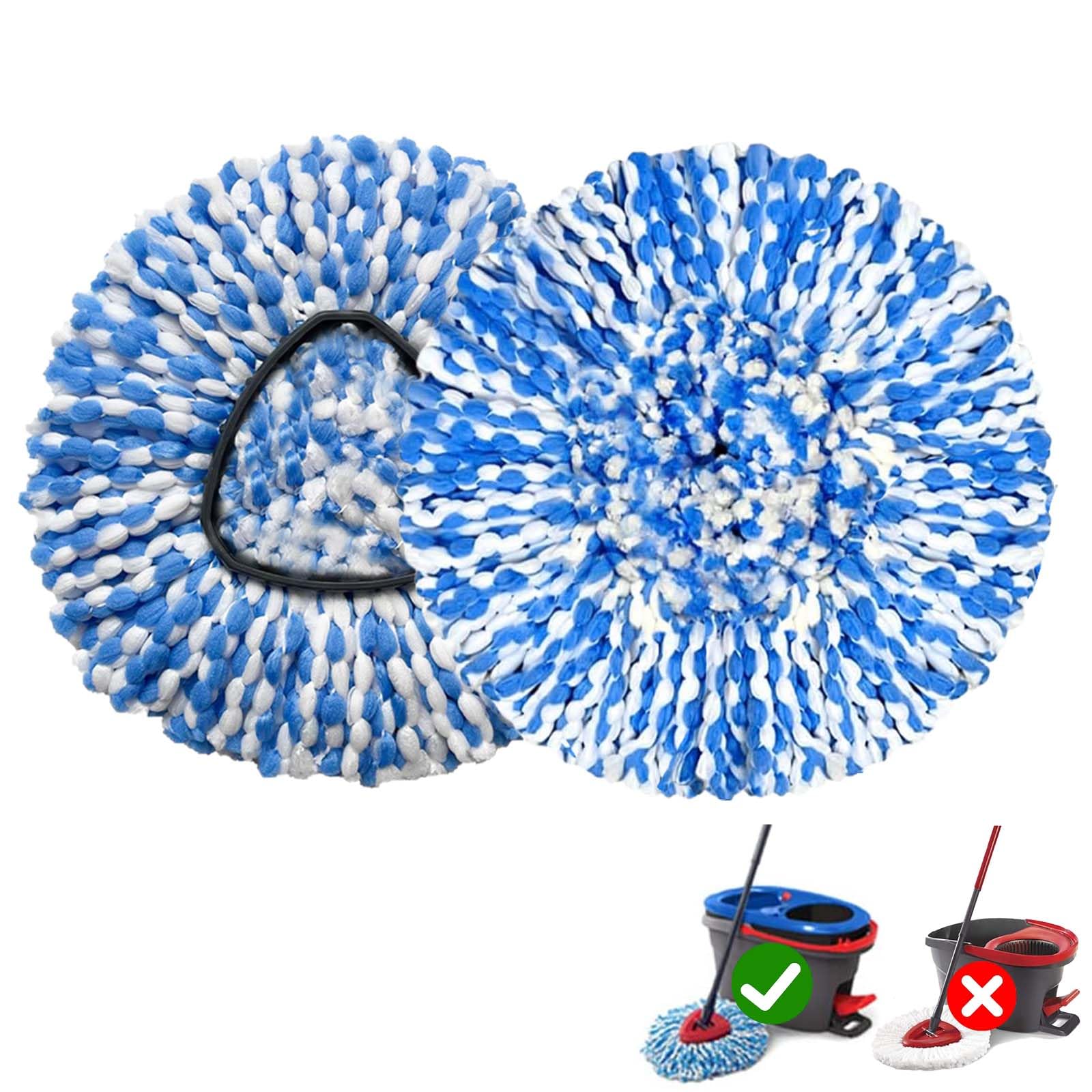 2 Pack Fluffy Microfiber Mop Replace Heads Compatible for OCeda RinseClean 2-Tank System - Machine Washable and Easy to