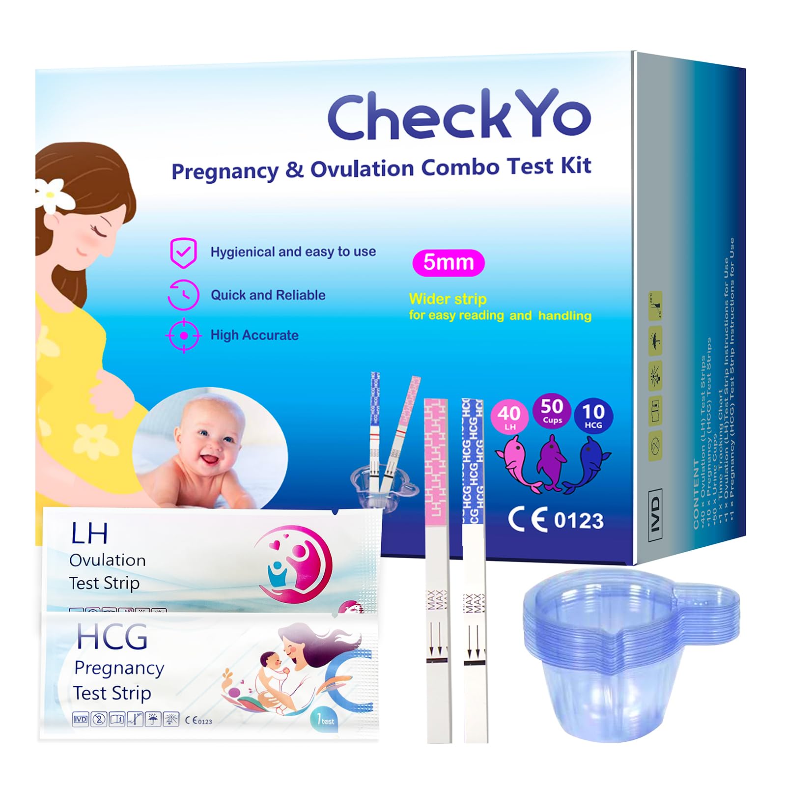 Ovulation and Pregnancy Test Strips Combo for Women: 40 Ovulation Tests & 10 Pregnancy Tests
