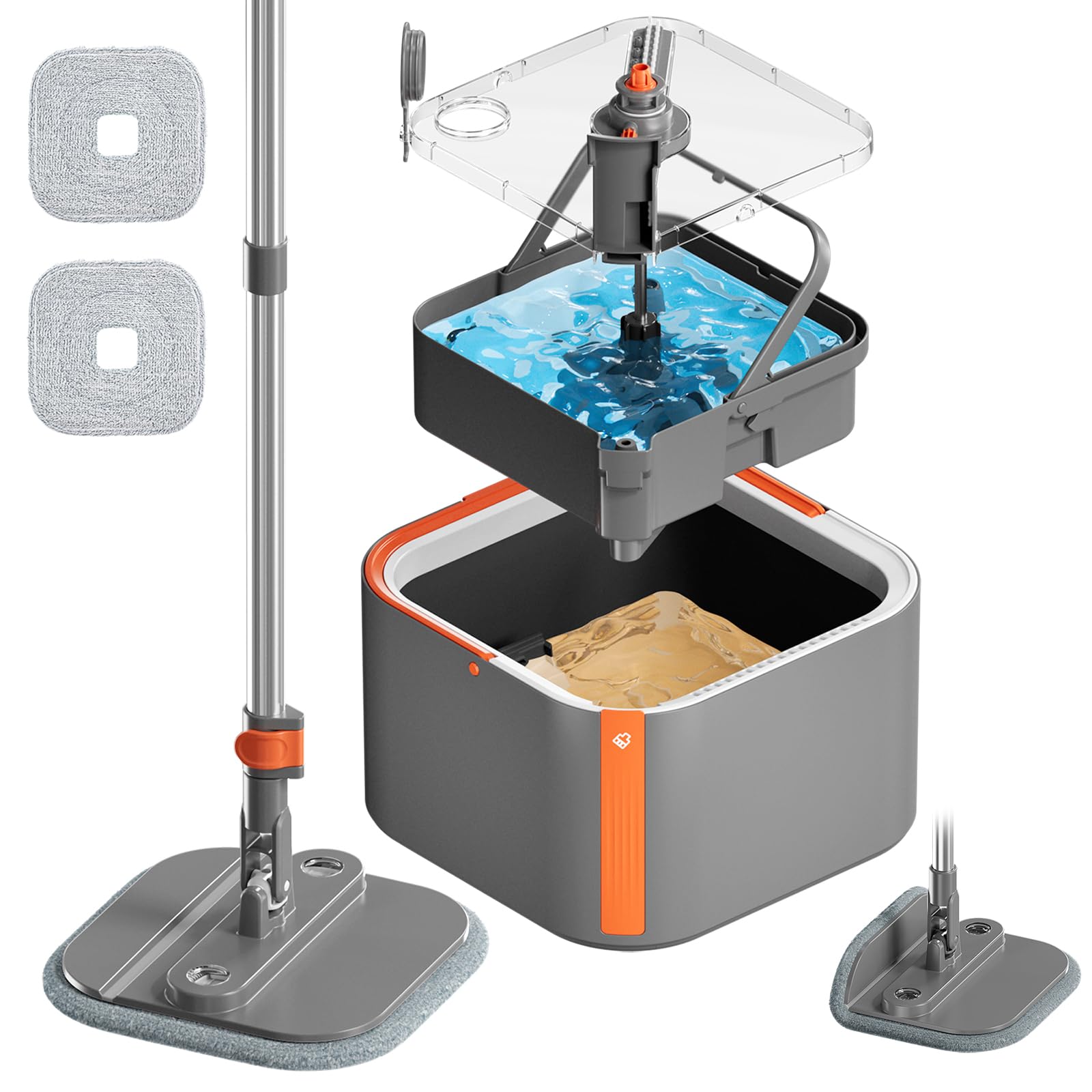 Upgraded Spin Mop and Bucket Set for Floor Cleaning
| Self-Standing Mop Bucket Separate Dirty and Clean Water for Floor