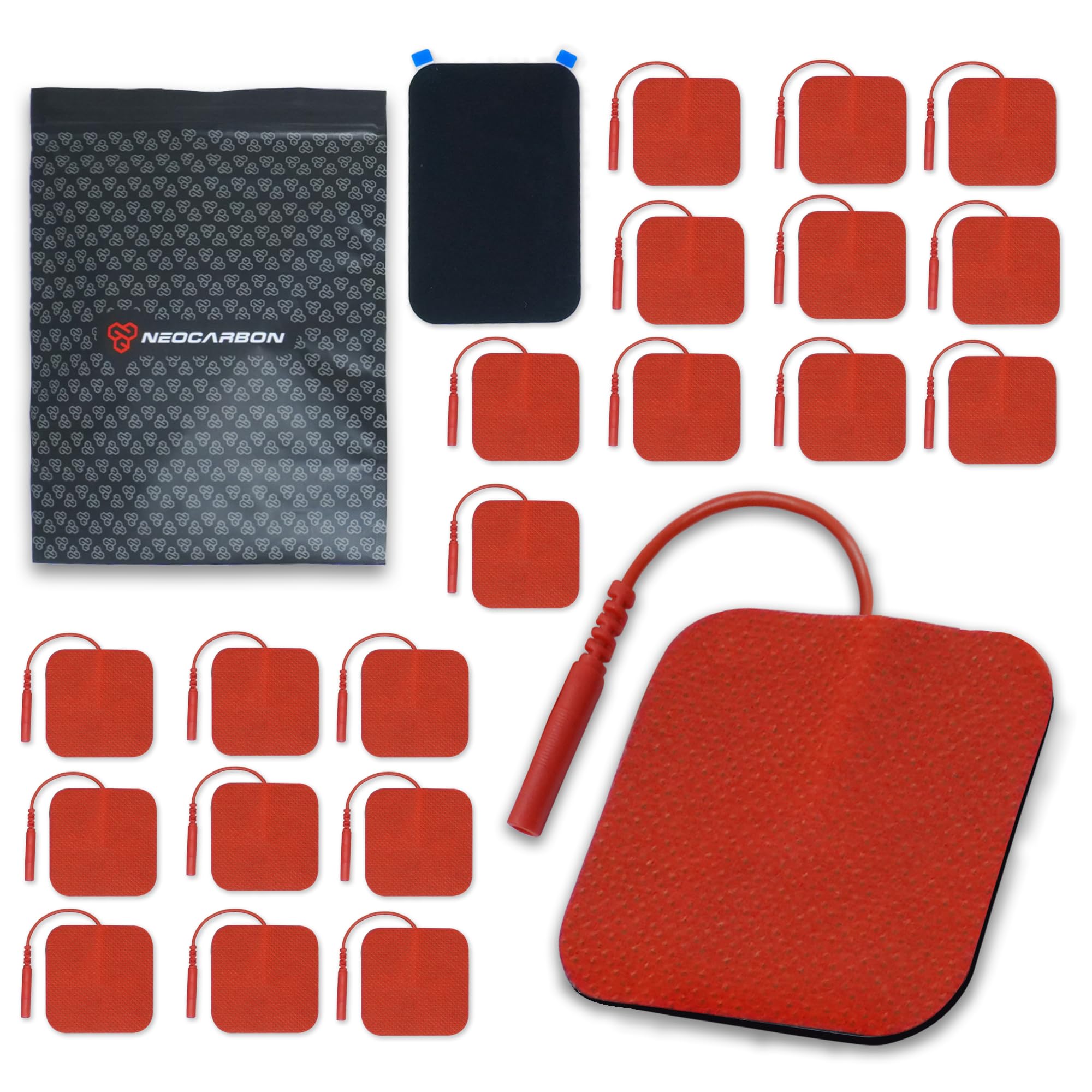 Premium Reusable Electrode Pads for TENS Pro EMS Unit - Set of 10 Pairs, Red
| Red Premium Reusable Electrode Pads for